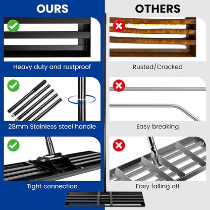 Lawn Leveling Rake, 30x10 Inch Carbon Steel Soil Leveler with 78" Adjustable Long Handle, Perfect