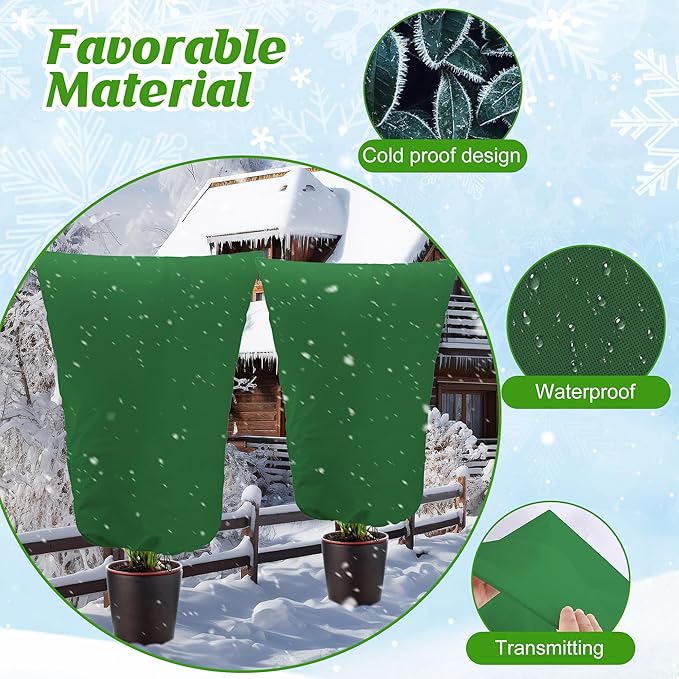 Alpurple 2 Packs Winter Drawstring Plant Covers- 39 x 63 Inch Warm Plant Protection Cover Bags