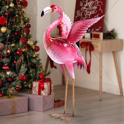 Garden Flamingo Statues and Sculptures, Outdoor Metal Bird Yard Art, Pink Flamingos Lawn Ornament