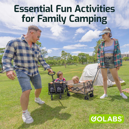 Golabs Collapsible Wagon Cart Max 350lb Load & Expandable Storage 100L, Double Bearing Design for