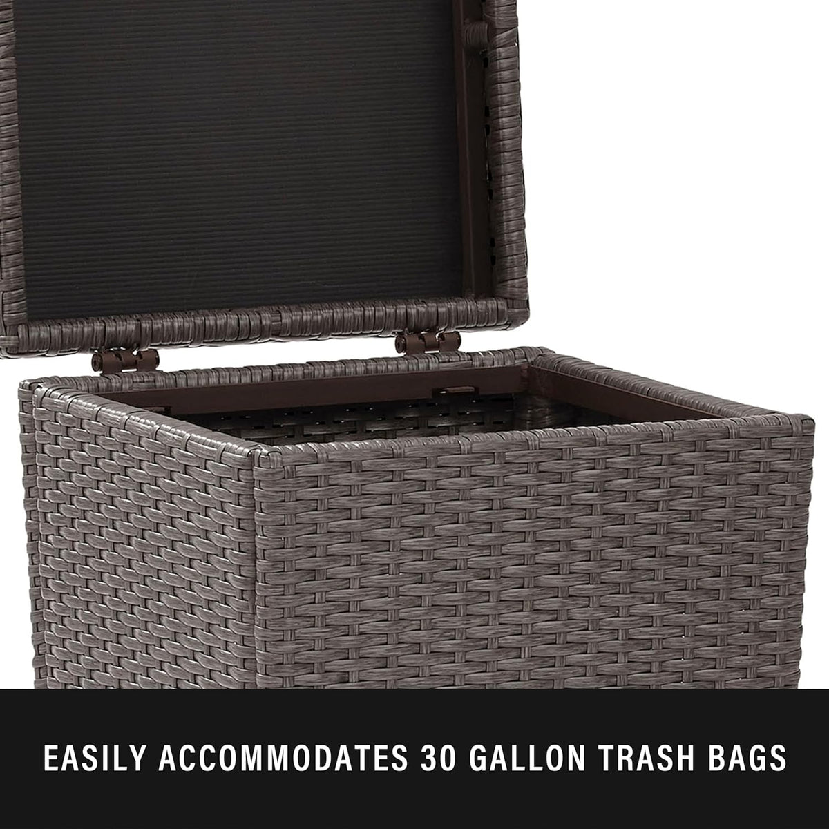 Crosley Furniture Palm Harbor Resin Wicker Outdoor Trash Can With Lid for Backyard, Patio, Deck