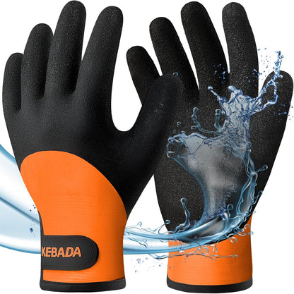 Kebada T2 Waterproof Winter Work Gloves for Men and Women - Thermal Insulated Freezer Gloves for