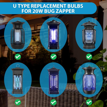 2 Pieces Bug Zapper Light Bulb 2U Type E27 20W Replacement Bulbs Compatible with Homesuit, Keuomy
