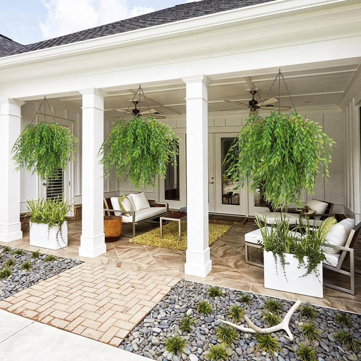 RECUTMS Artificial Weeping Willow 6Pcs,Plastic Leaves Twig Plants Greenery Fake Hanging Ivy Garland