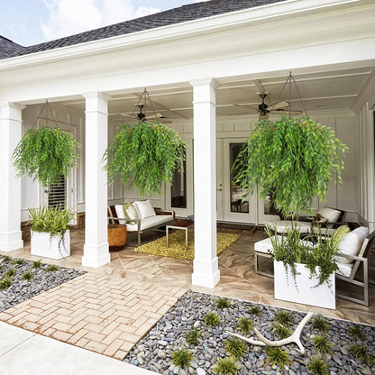 RECUTMS Artificial Weeping Willow 6Pcs,Plastic Leaves Twig Plants Greenery Fake Hanging Ivy Garland