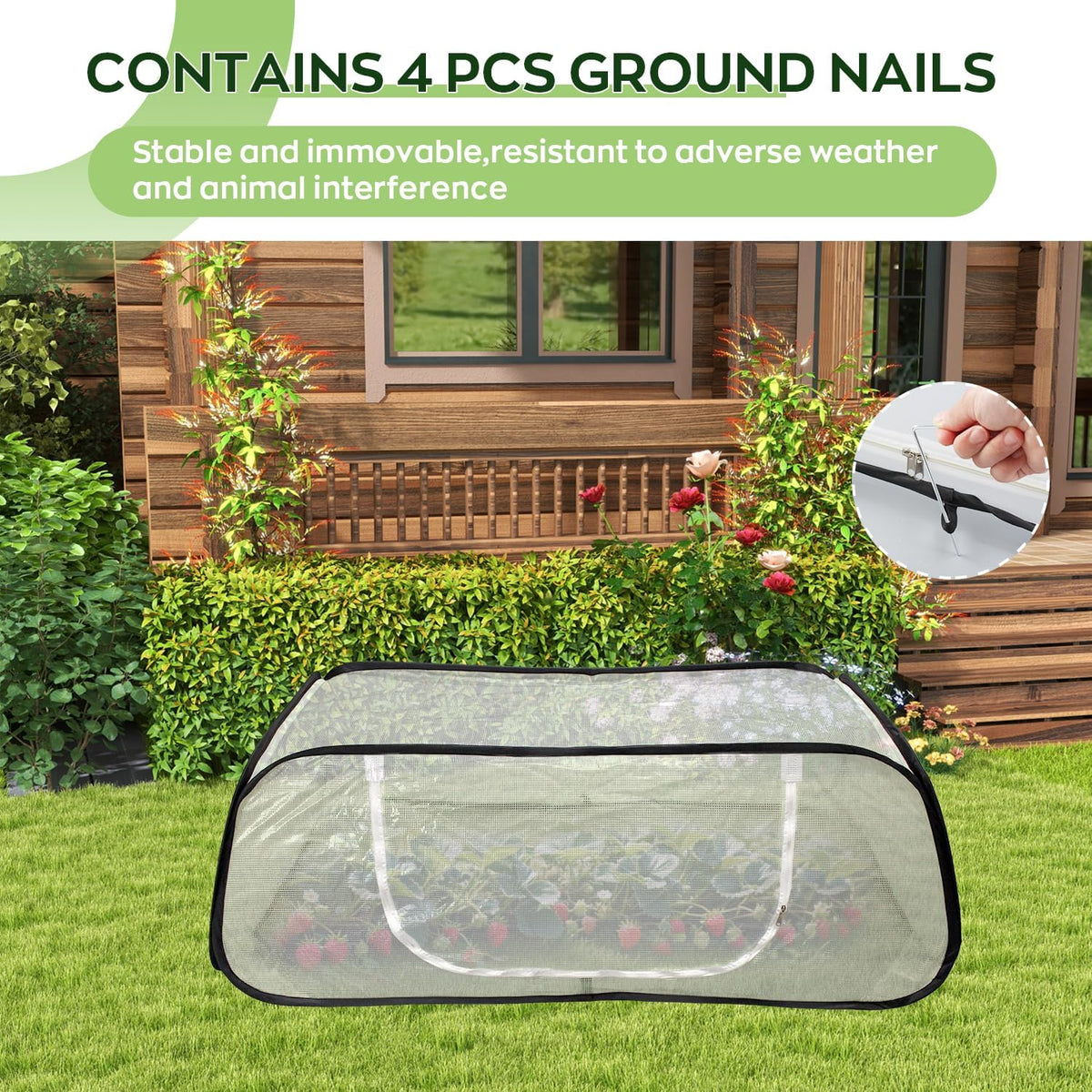 Raised Garden Bed Cover with Frame-4x2x1.3ft Garden Greenhouse Cover with Zipper Door,Garden Rows
