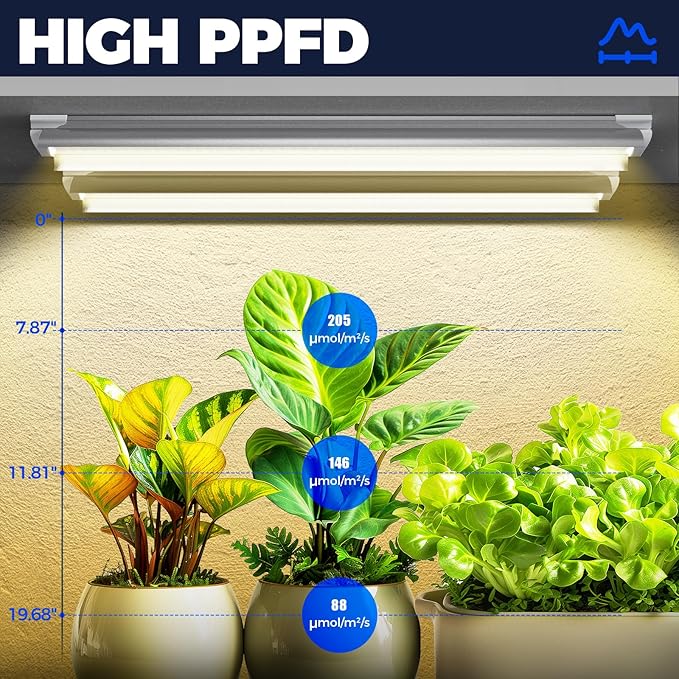 Barrina T8 Plant Light, 144W(6 x 24W), 800W Equivalent, 2FT Super Bright, Full Spectrum, led Grow