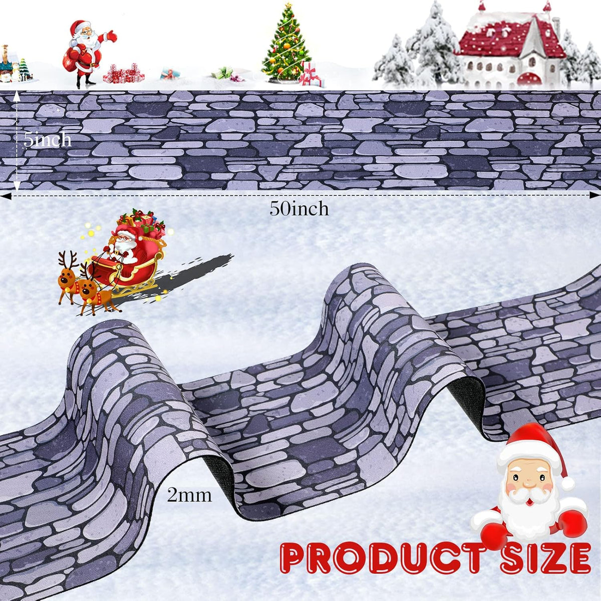 Marspark Christmas Village Accessories 5 x 50 Inch Christmas Miniature Road Village Street Mat Xmas