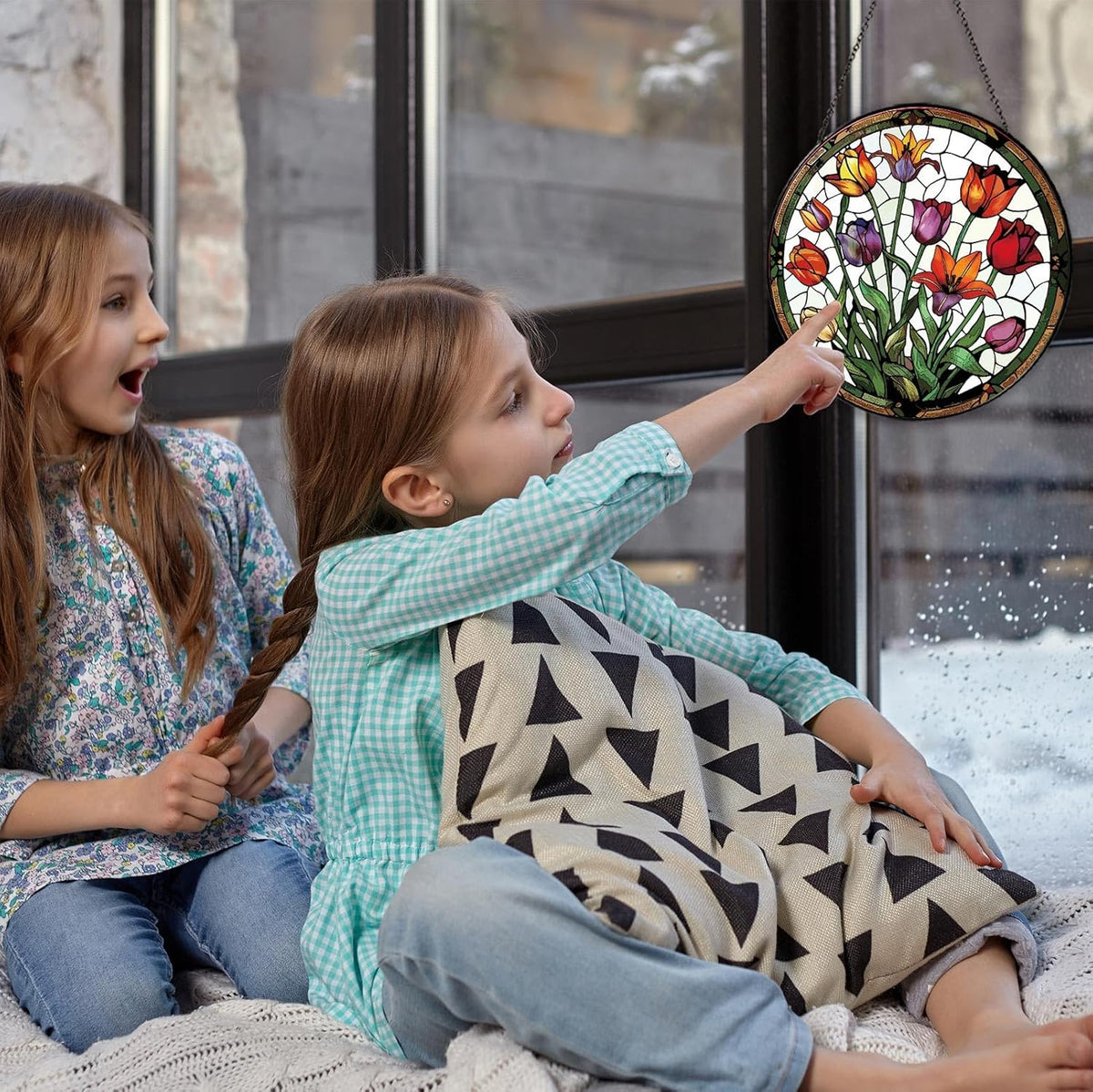 Tulip Stained Glass Window Hanging Botanical Sun Catcher Decor Tulip Lover Gifts for Women