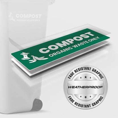 Compost Sticker - Organic Waste Only Bin Label - 3-5 Year Indoor/Outdoor Rated - Heavy Duty