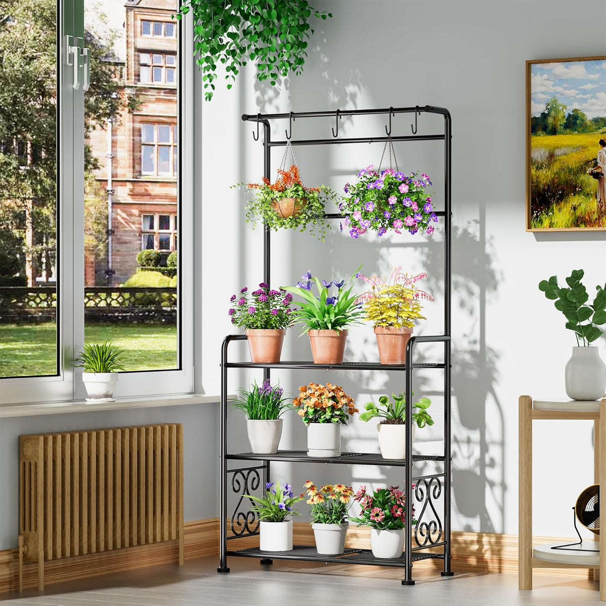Plant Stand Indoor Outdoor Heavy Duty Metal - 56.4" Tall 3-Tier Shelf for Multiple Plants, Flowers