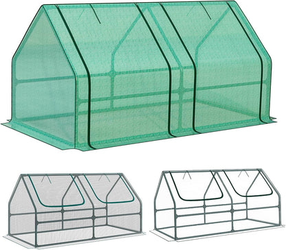 BPS 6x3x3 ft Mini Garden Greenhouse with 3 Dual Covers (PE & PVC & Mesh) Waterproof, UV-Protected