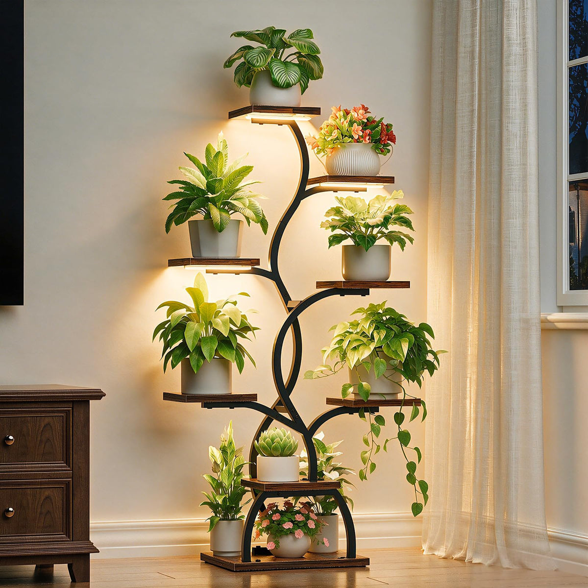 Plant Stand Indoor with Grow Light - 8 Tiered Corner Plant Shelf Indoor