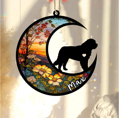 Personalized Dog Memorial, Custom Name Saint Bernard Dog Christmas Ornament with Name, Custom