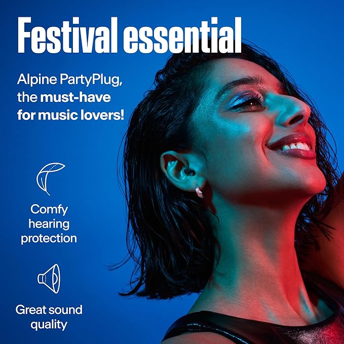 Alpine PartyPlug Concert Ear Plugs with 19dB Noise Reduction - Reusable Hearing Protection for