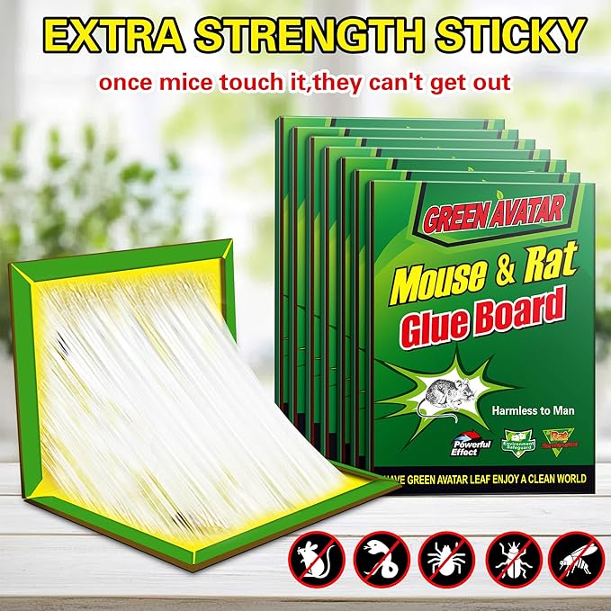 Ezoon 24 Pack Large Mouse Glue Traps with Enhanced Stickiness, Sticky Rat Snake Mouse Traps Pad