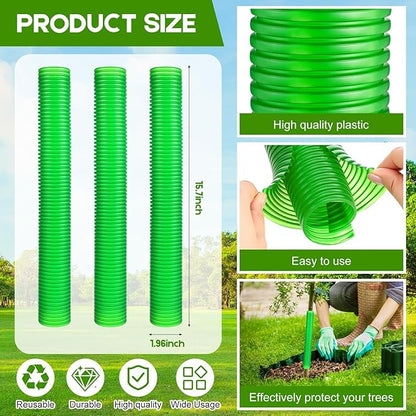 Menkxi 20 Pcs Corrugated Tree Guards Tubes Plastic Saplings Tree Trunk Protectors Wraps to Protect