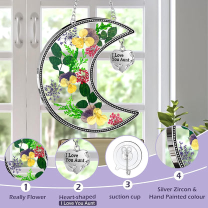 KY&BOSAM Moon Suncatchers Aunt Gifts for Mom Family Friends Stained Glass for Windows Wind Chimes