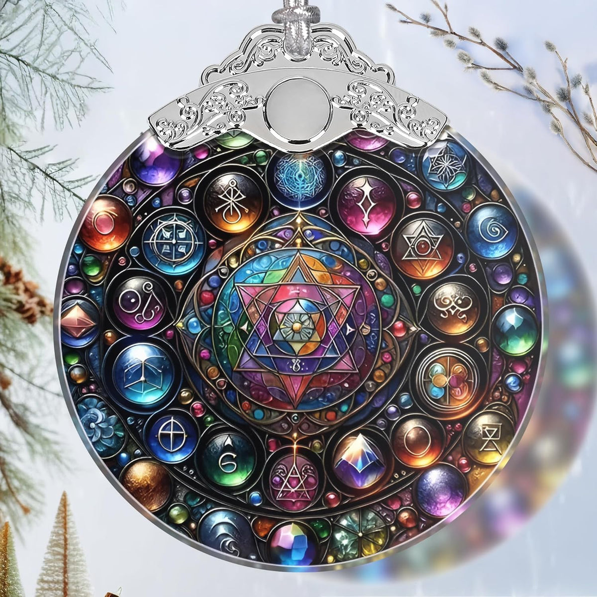Alchemy Stained Glass Ornament - Christmas Ornament - Christmas Decorations for Tree - Holiday