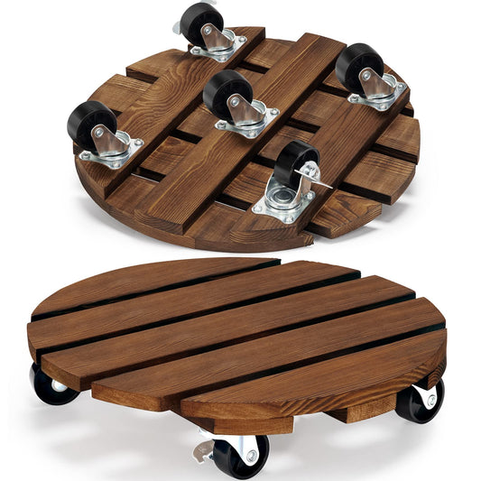 Yangbaga 2pack Plant Caddy 12’’Wood Duty Rolling Plant Stand with 2 360° Lockable Caster