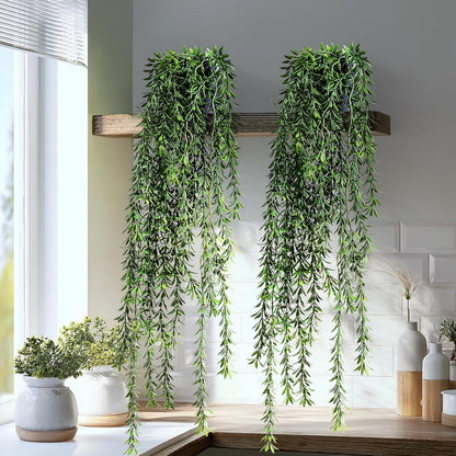 Artificial Hanging Plant 2 Pcs Faux Plant Ivy Vine Faux Eucalyptus Vines Fake Potted Greenery for
