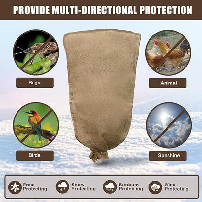 Svepndic 2PCS 47''x40'' Reusable Warm Burlap Winter Plant Cover Bags with Drawstring Burlap Plant