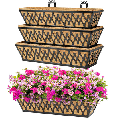 4 Pack 24 Inch Window Boxes Planters for Outdoor Plants Railing Planter Box with Adjustable