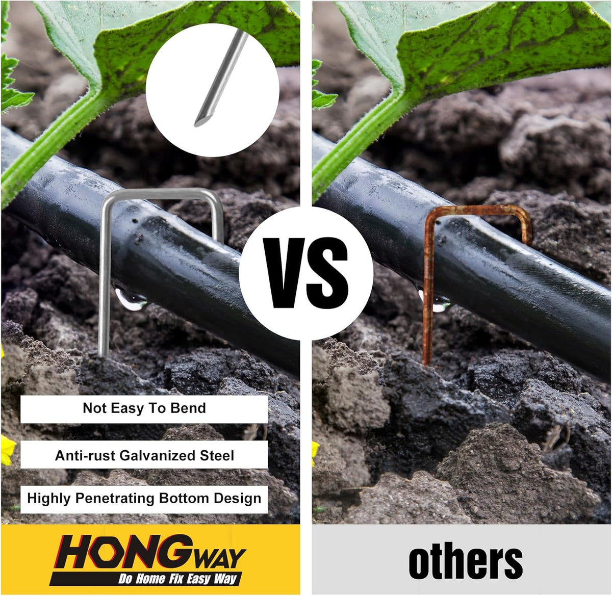 HongWay 28 Pack 6 Inch Landscape Staples, Garden Staples U Shape Tent Stakes Heavy Duty Galvanized