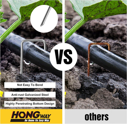 HongWay 28 Pack 6 Inch Landscape Staples, Garden Staples U Shape Tent Stakes Heavy Duty Galvanized