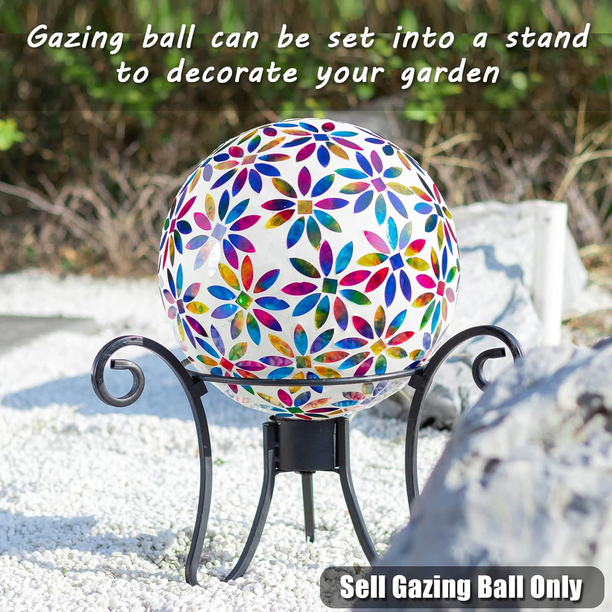 VCUTEKA Gazing Ball, Glass Mosaic Gazing Balls Sphere for Garden Lawn Outdoor Ornament Yard