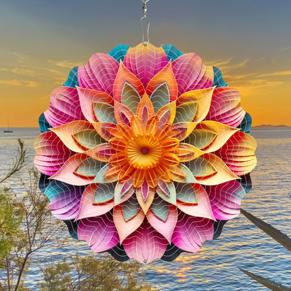 Stainless Steel Wind Spinner Indoor Outdoor Garden Decoration Crafts Ornaments 10 inch 3D Frosted