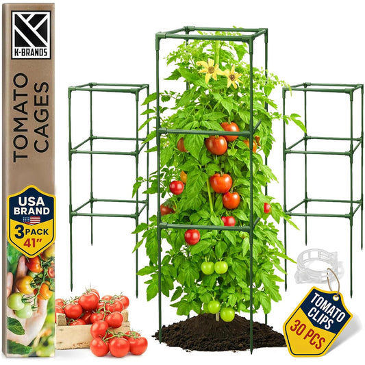 Square Tomato Cage - Large Trellis Stakes and Plant Support Structures for Vegetables and Climbing