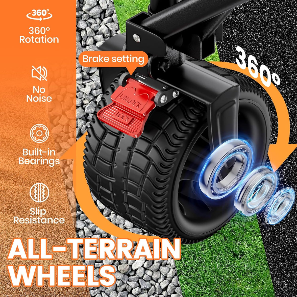 Collapsible Wagon Carts 570LBS Weight Capacity Foldable Beach Wagon with Big All-Terrain Wheels