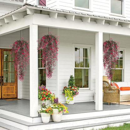RECUTMS Hanging Fake Vine Plants 4 Pcs Artificial Large Garland Faux Flower Ferns Plant Baby Breath