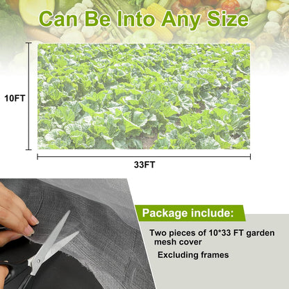Garden Netting, 2 Pack 10x33Ft Ultra Fine Mesh Netting Pest Barrier Protection Bird Mosquito Net