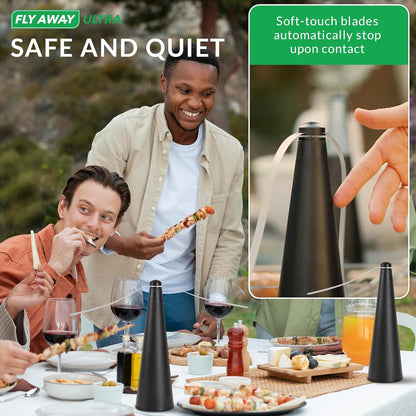 Fly Away Ultra - 2 Pack Rechargeable Outdoor Fly Fans for Tables with Ultrasound, Outdoor or Indoor
