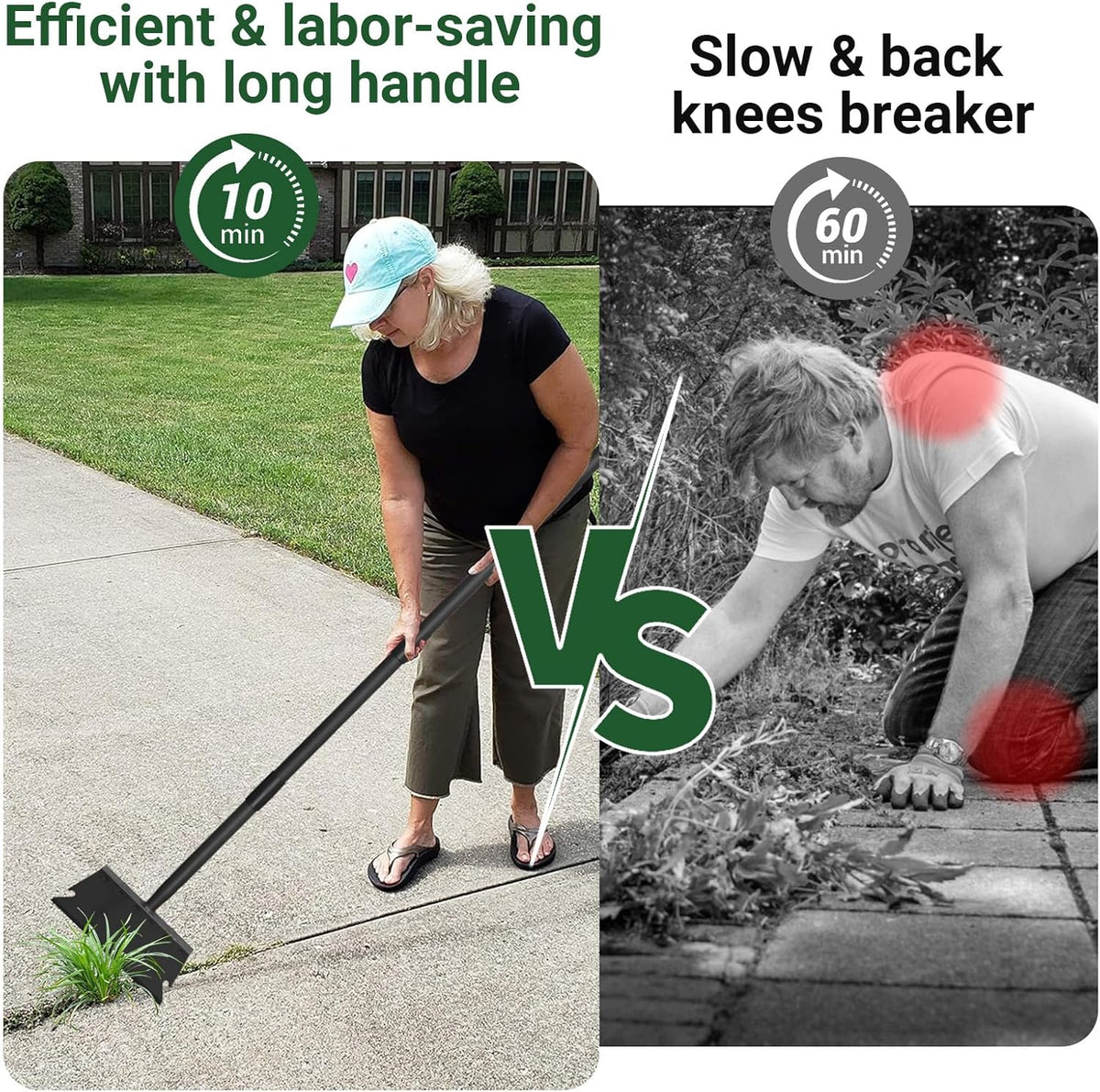 Garden Flat Shovel Scraper, Multifunctional Garden Cleaning Shovel with 59 Inch Long Handle, Heavy