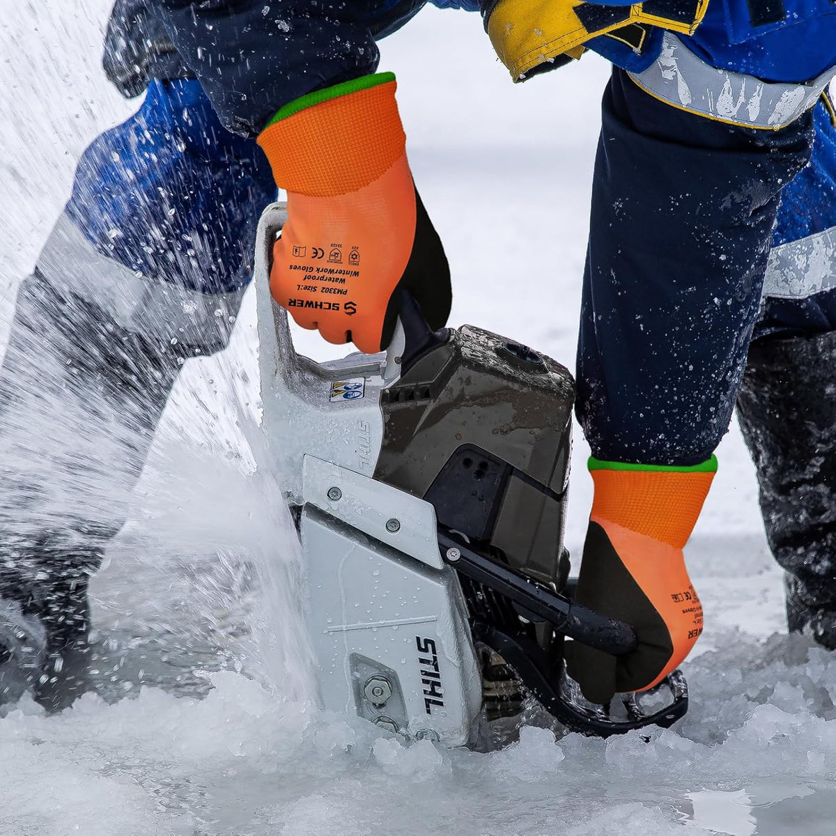 Schwer Waterproof Winter Work Gloves, ANSI A2 Cut Resistant Freezer Gloves for Outdoor Cold Weather