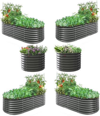 A ANLEOLIFE 6-Pack 6X3X2ft & 3x3x2ft Deep Root Galvanized Raised Garden Beds Outdoor for Planting