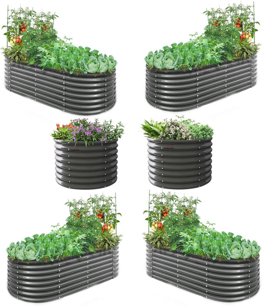A ANLEOLIFE 6-Pack 6X3X2ft & 3x3x2ft Deep Root Galvanized Raised Garden Beds Outdoor for Planting