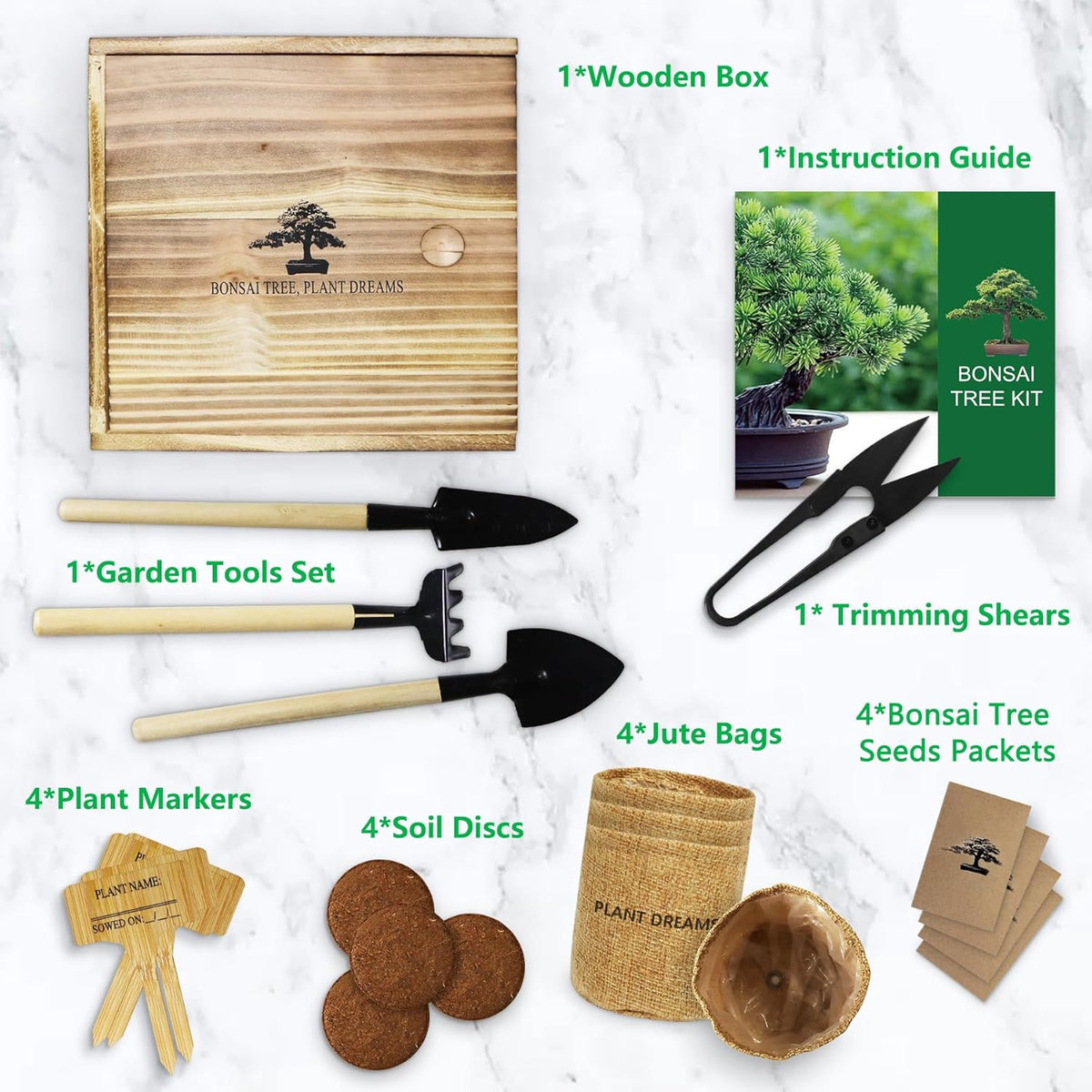 Bonsai Tree Starter Kit for Beginners - Indoor Live Plant Gardening Adult Craft Kits - Unique