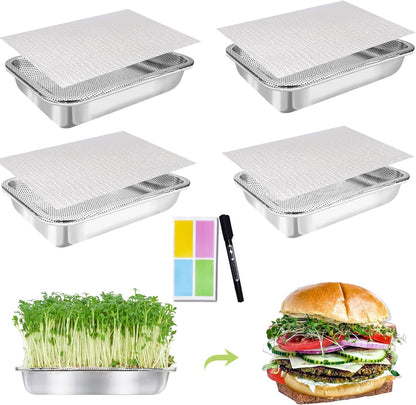 Stainless Steel Sprouts Growing Kit 4-Tier 12.4 inch Trays, Microgreens Growing Kit, Seed Sprouting