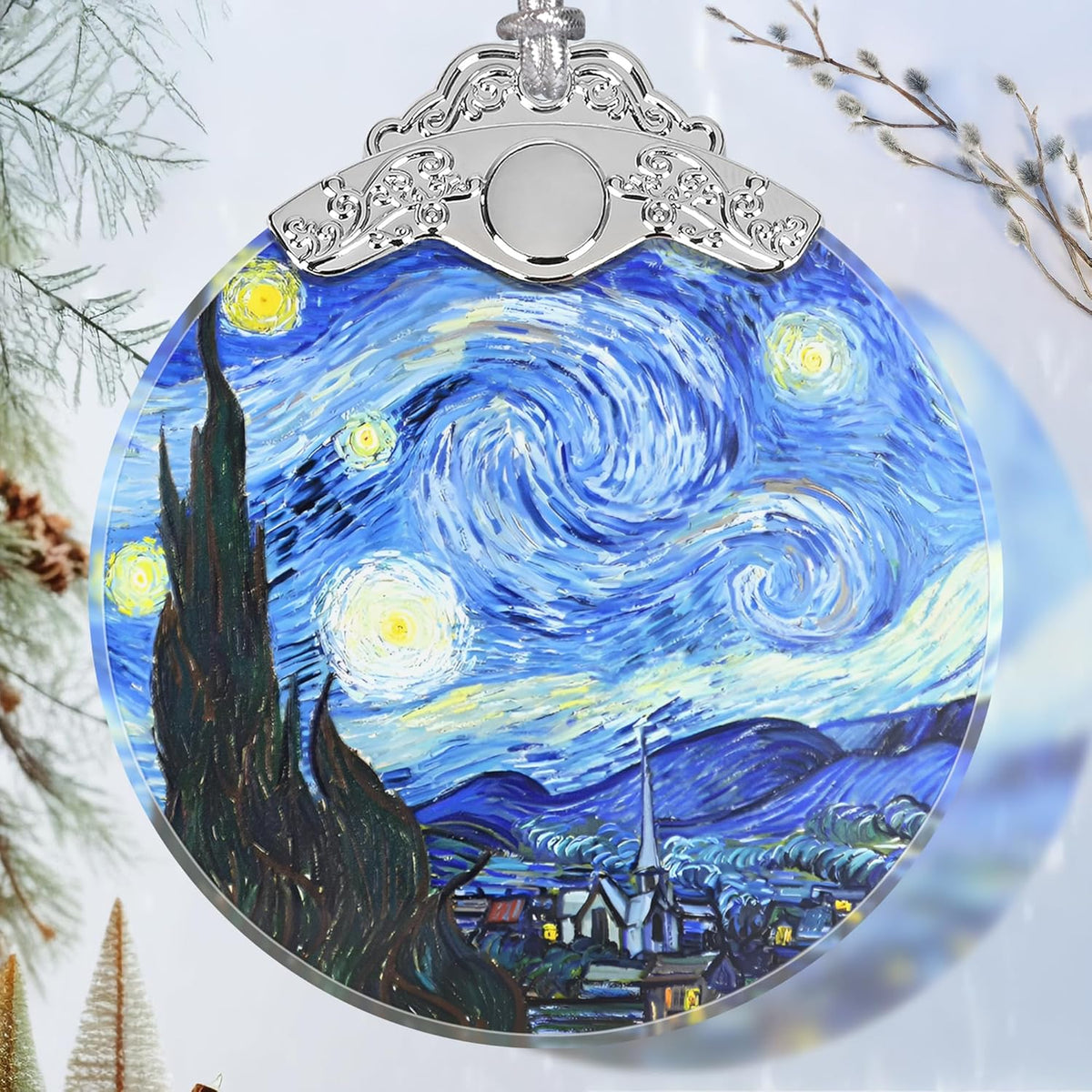 Christmas Ornament - Stained Glass Van Gogh Starry Night - Home Decor - Holiday Present Ideas