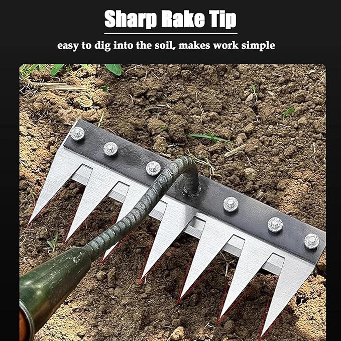 Iron Rake 2.0, Upgraded Iron Weeding Rakes 2.0, Iron Rake for Gardening and Weeding