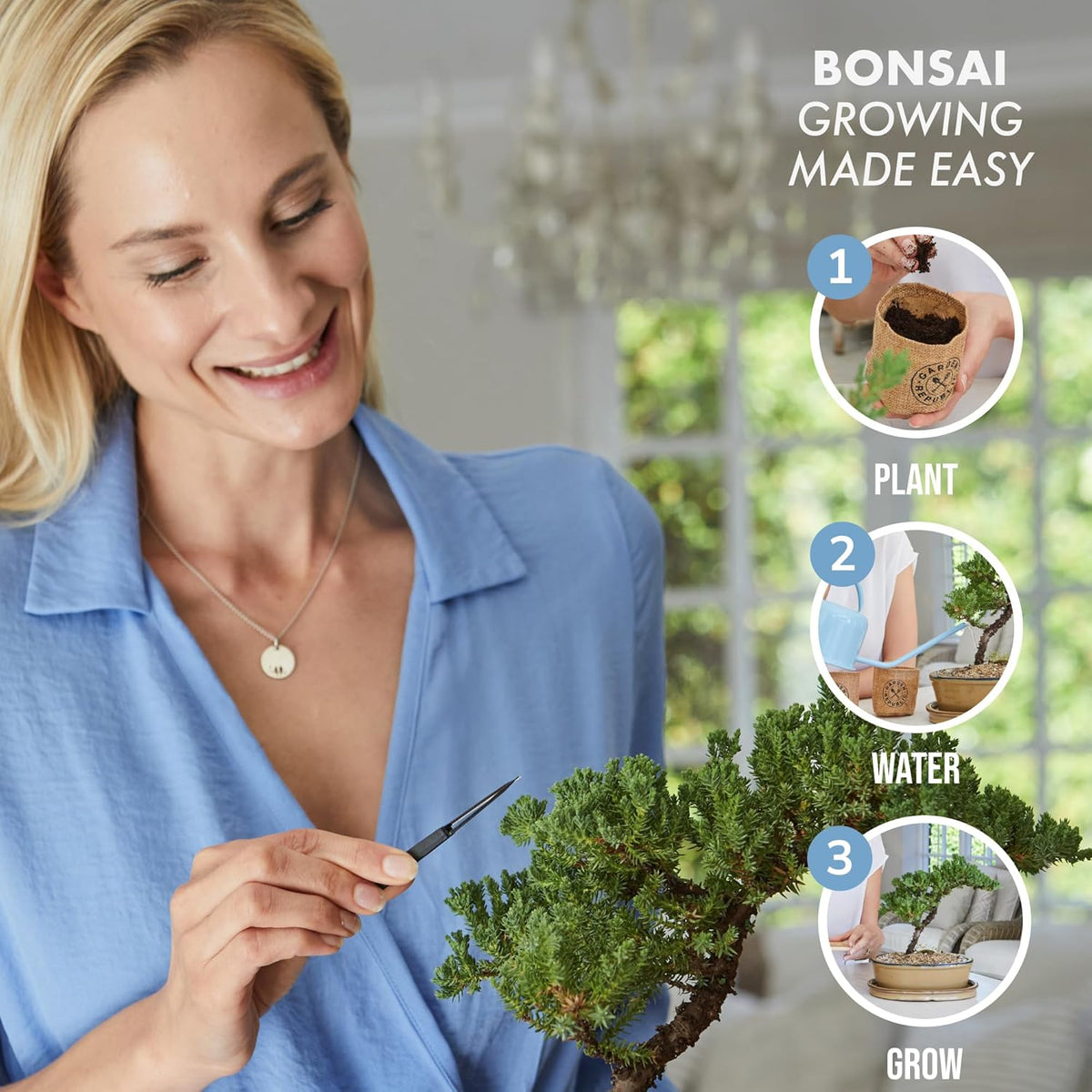 Garden Republic Medium Bonsai Tree Kit, Grow 3 Mini Bonsai Trees, Indoor Plant Growing - Starter