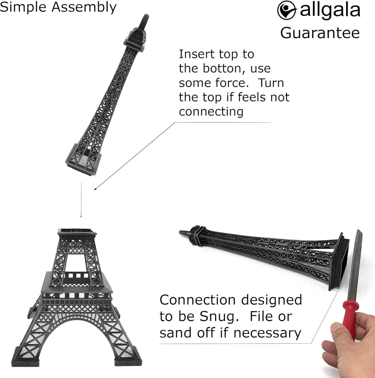 allgala 24" Eiffel Tower Statue Decor Alloy Metal, Gold