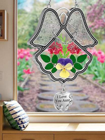 KY&BOSAM Angel Suncatcher I Love You Aunt Stained Glass Panels for Windows Wind Chime with Pressed