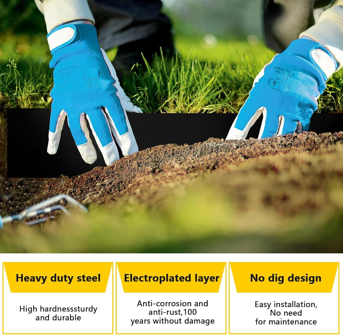 5Pack Galvanized Steel Landsacpe Edging,40“/L x 6.5"/H No Dig Edging for Landscaping,Garden Edging