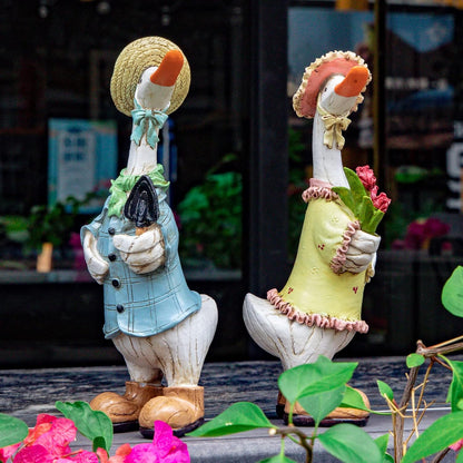 Garden Statues Couple Duck, Funny Cartoon Duck Garden Statues Indoor Outdoor Decorations Cute Ducks