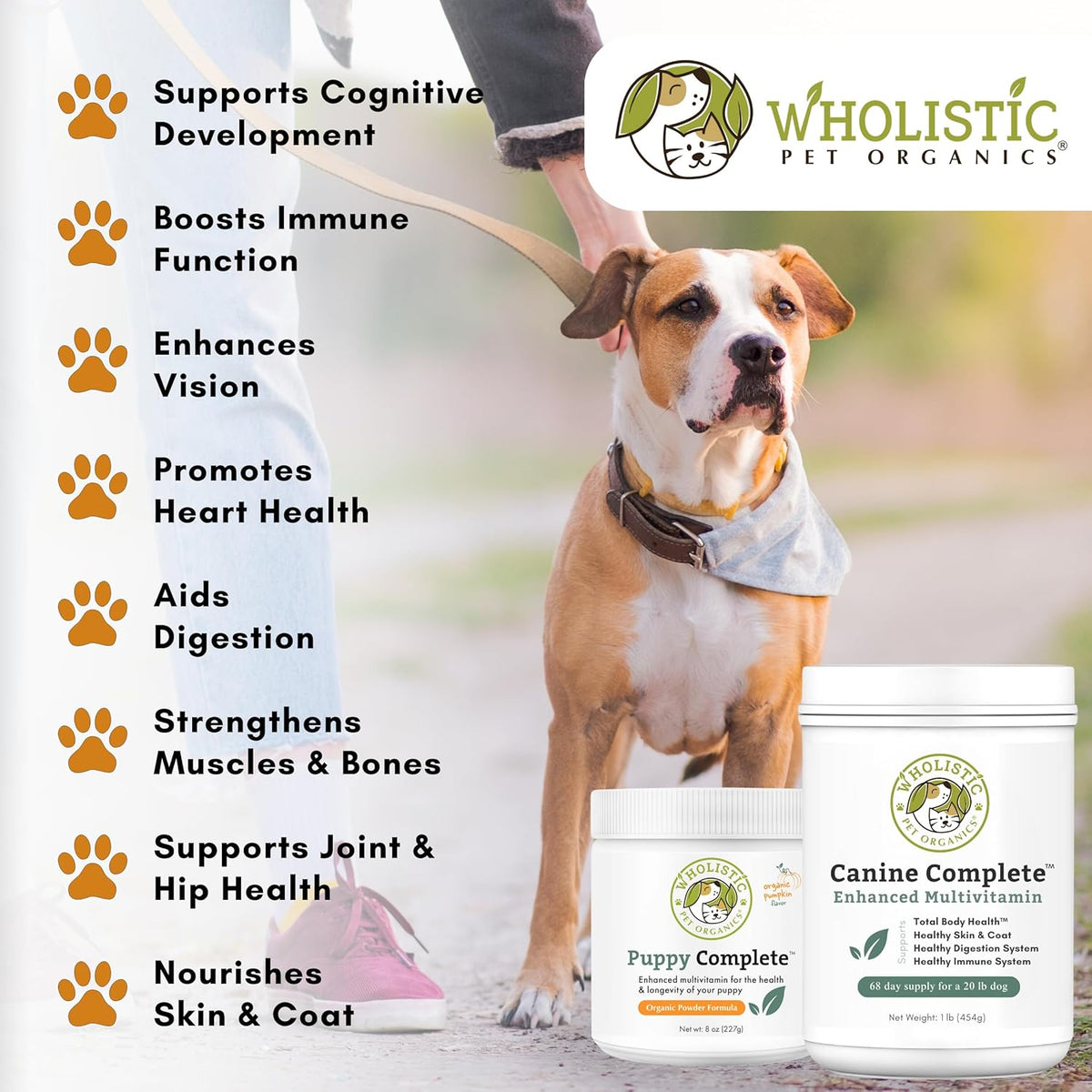 Wholistic Pet Organics Canine Complete - Dog Multivitamin Powder - 4 Lb - Daily Dog Vitamins and